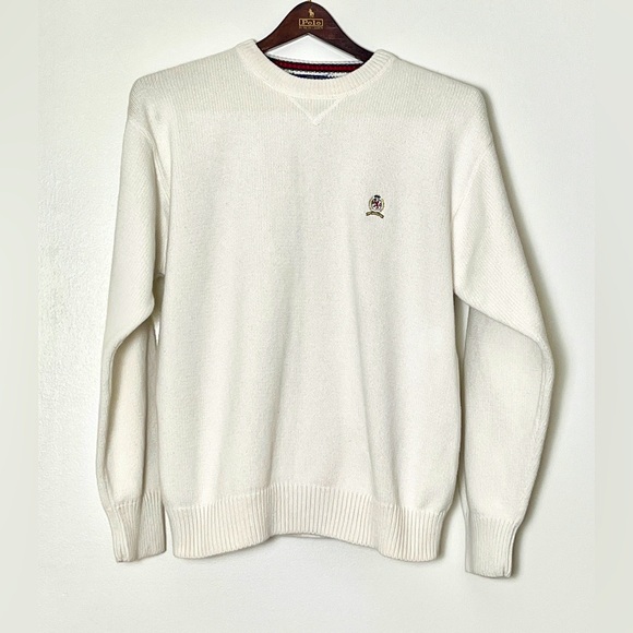 Tommy Hilfiger Sweaters - Tommy‎ Hilfiger Crewneck Sweater Women’s XL White Crest Preppy Classic Heritage